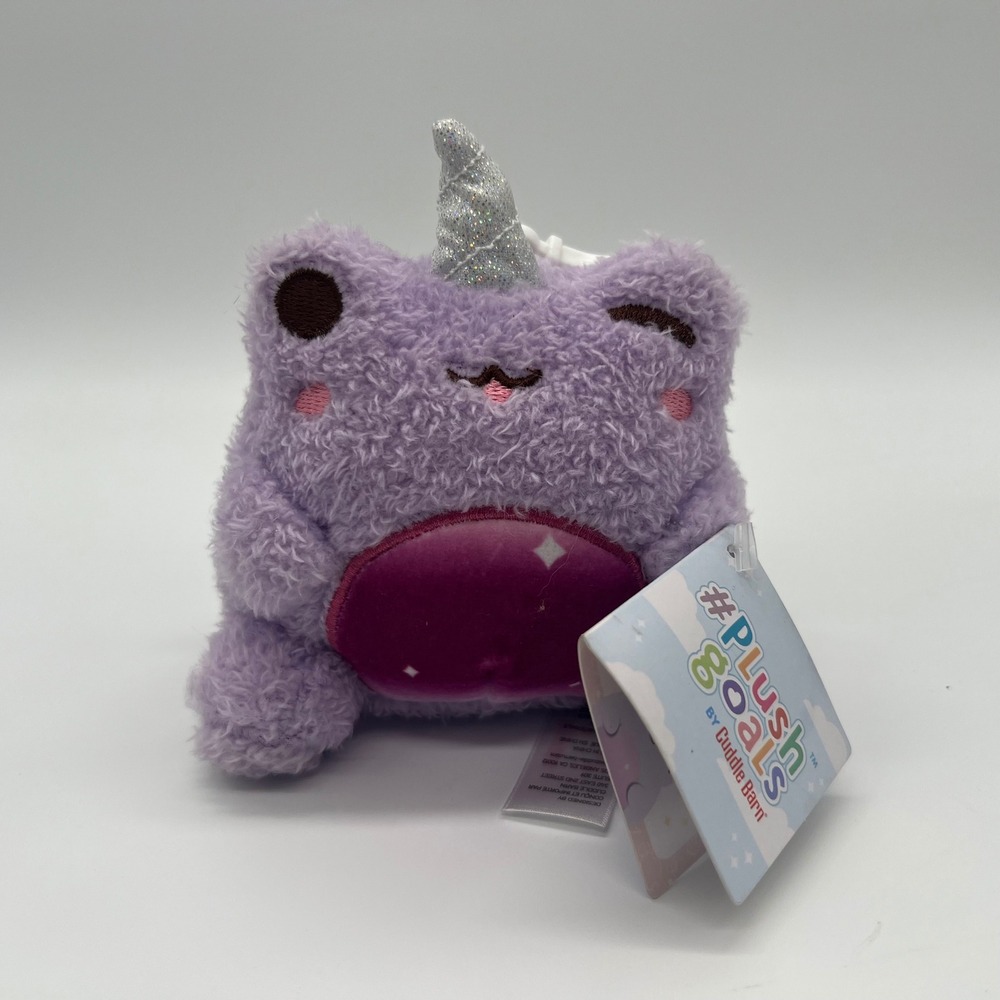 Plush Goals Cuddle Barn Purple Frog Unicorn Butterfly Keychain Glitter Wings NWT